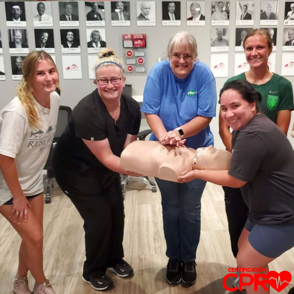 Group CPR training session in Fort Worth with certification course.