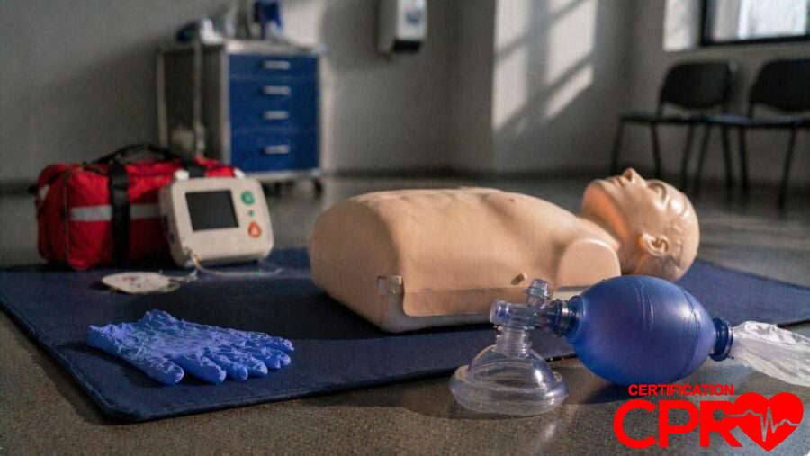 CPR training manikin with AED and rescue mask for certification in Fort Worth.