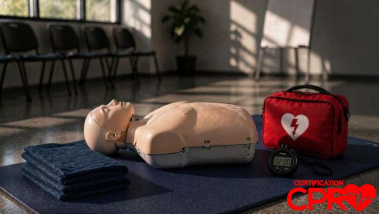 CPR training mannequin for certification in Fort Worth.